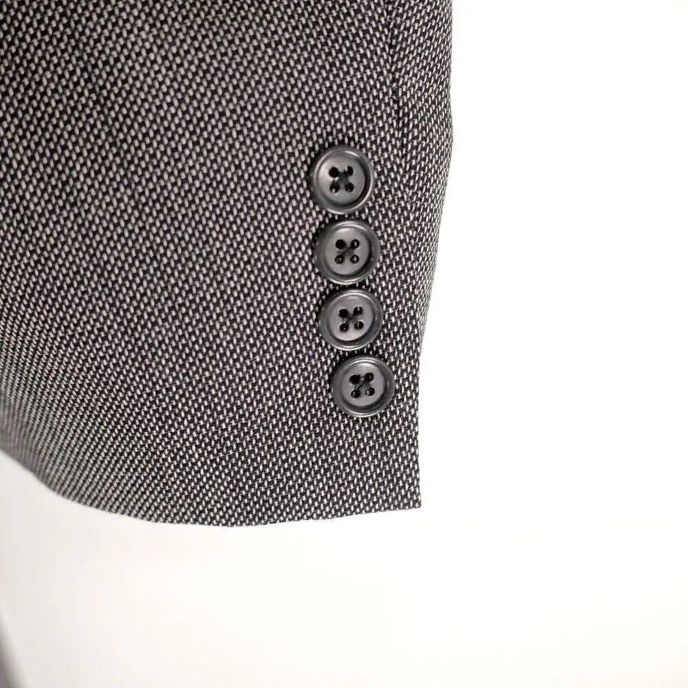 Calvin Klein Lord‎ & Taylor White Black Check Textured Wool 2 Button Blazer 44S